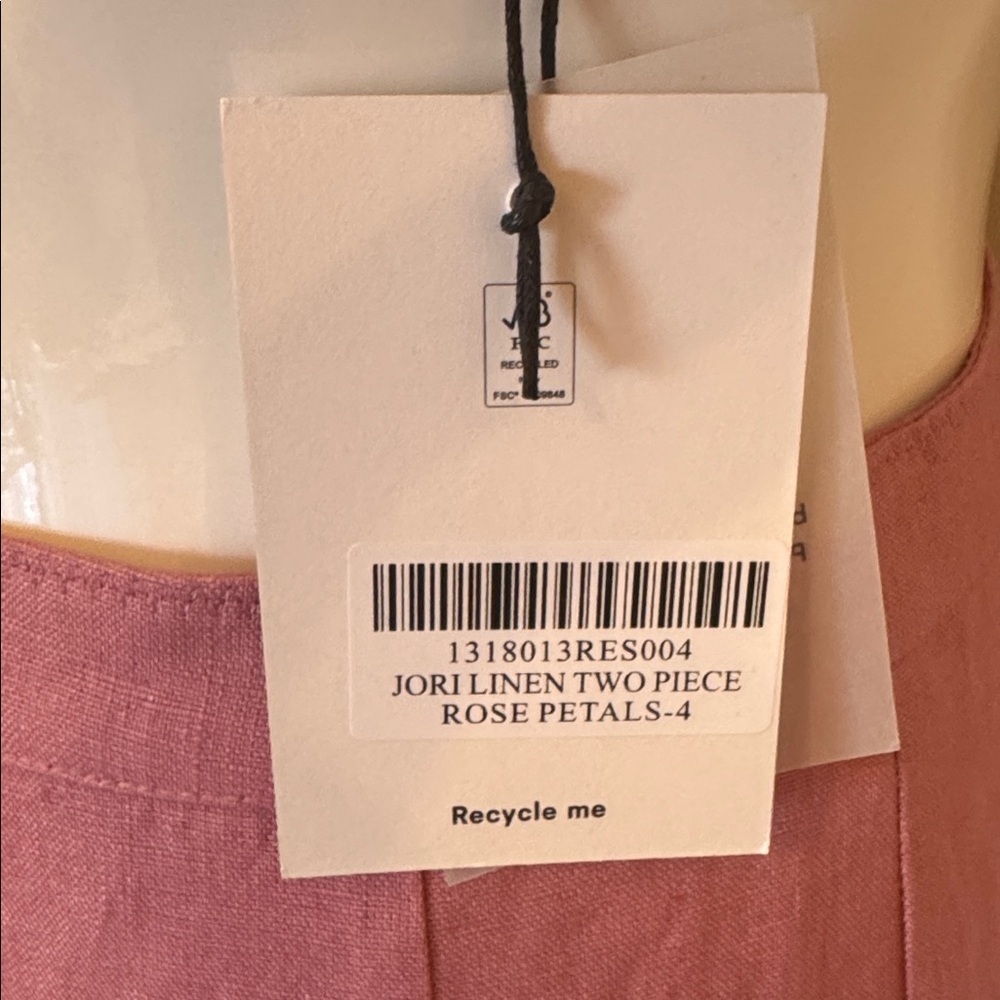 Reformation Jori Linen Two Piece Pink - Size 4 - Picture 6 of 6